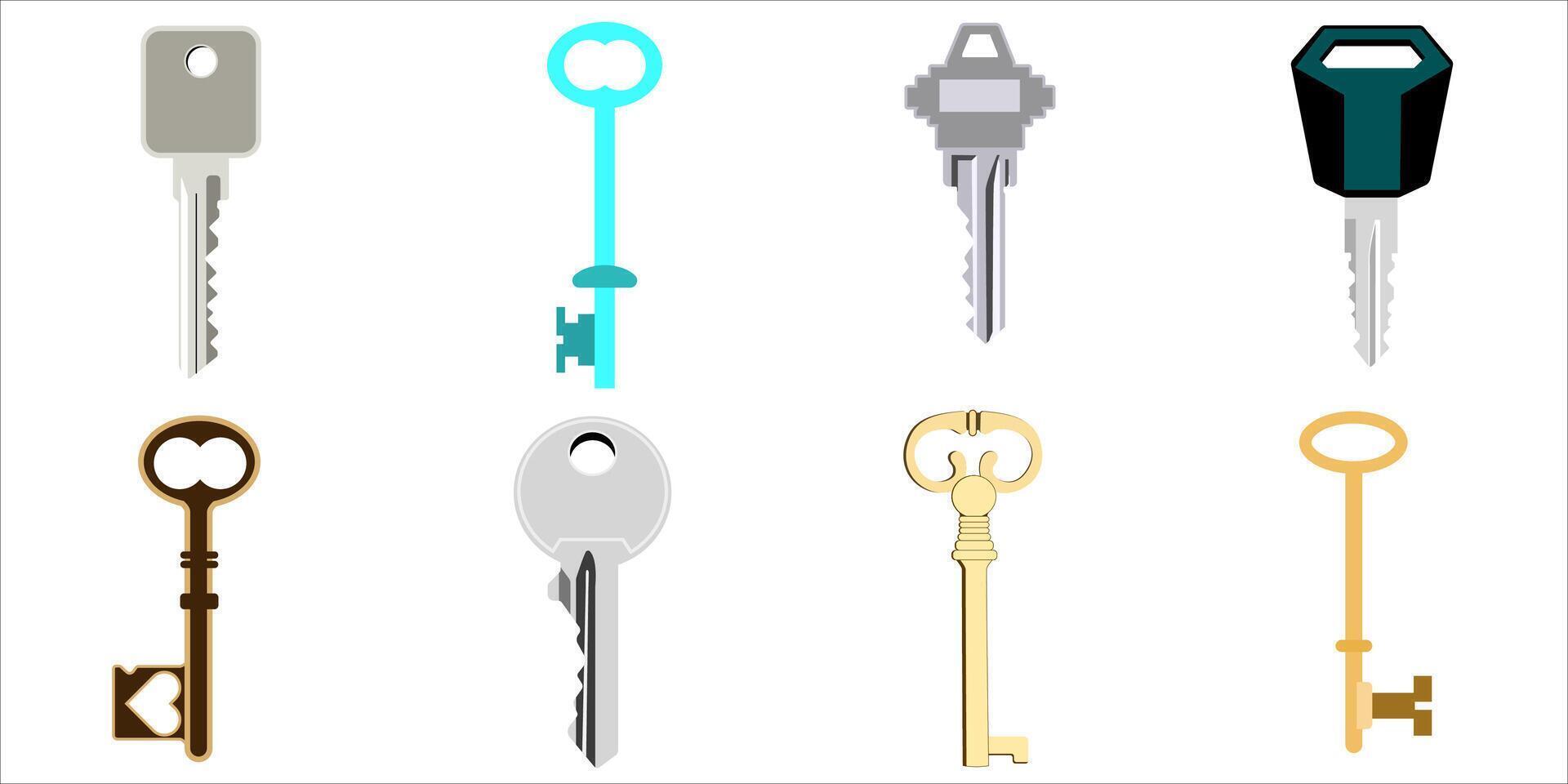 Set of various key for security illustration vector