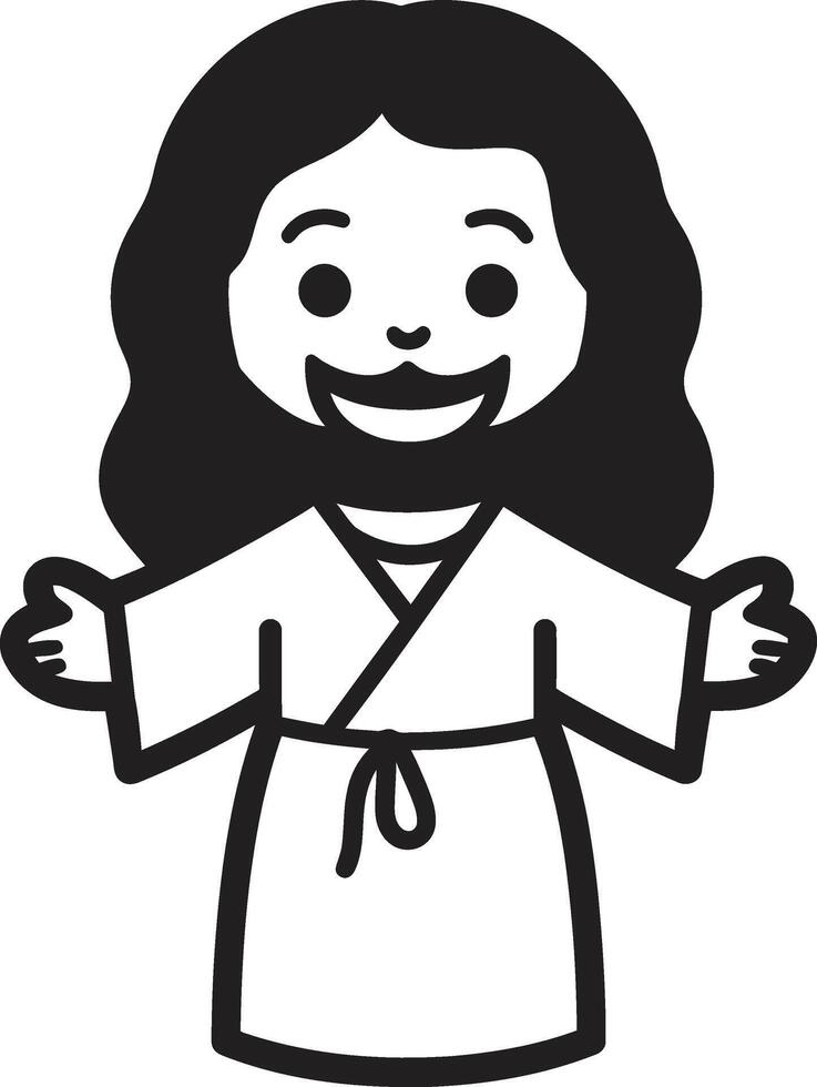 Eternal Blessing Cute Black Saviors Joy Cartoon Jesus in Black vector
