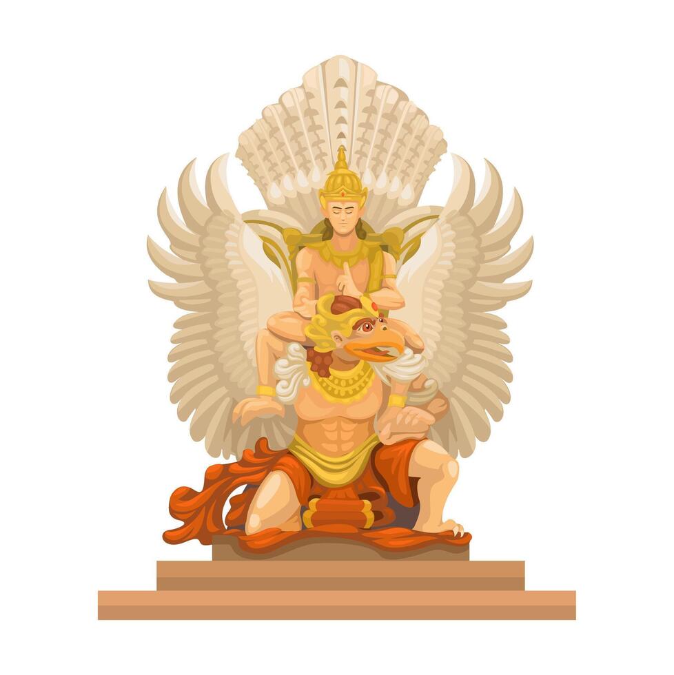 Garuda Wisnu Kencana Figure Balinese Indonesia Culture Cartoon Illustration vector