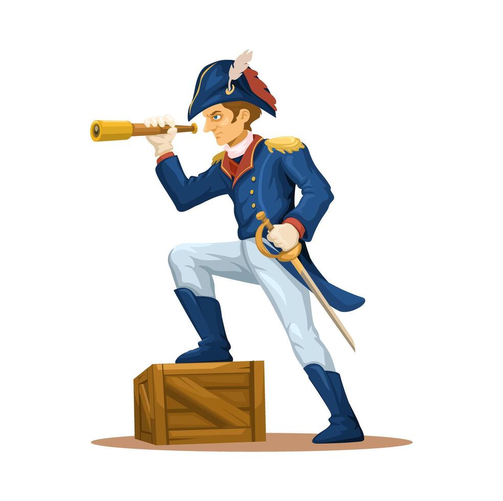 Napoleon Bonaparte With Binocular Figure Character Illustration vector