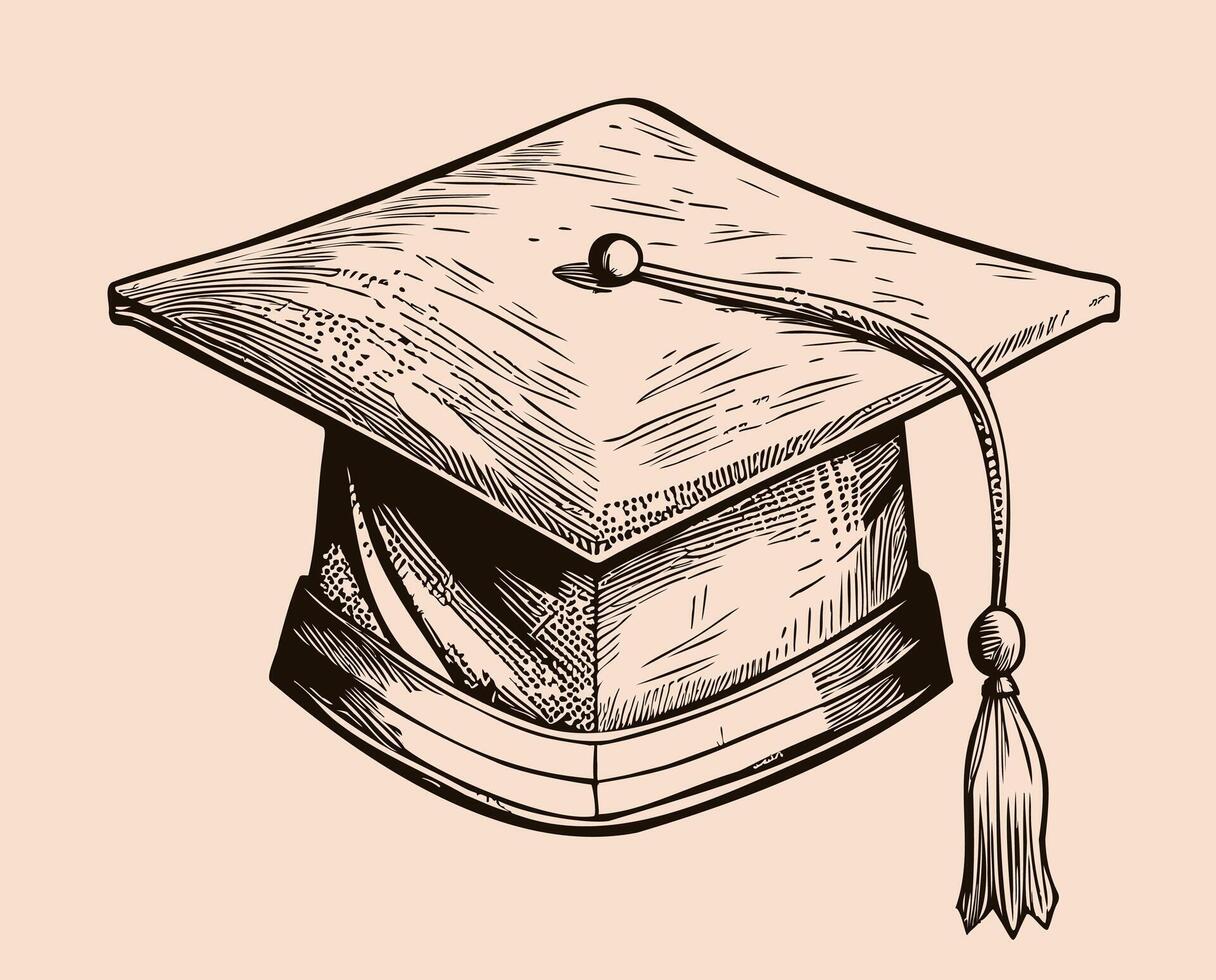 Graduation student hat sketch hand drawn sketch illustration vector