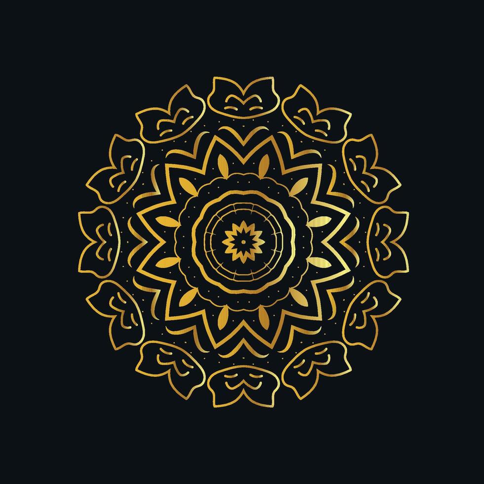 Set of gold mandalas with floral ornament pattern vector