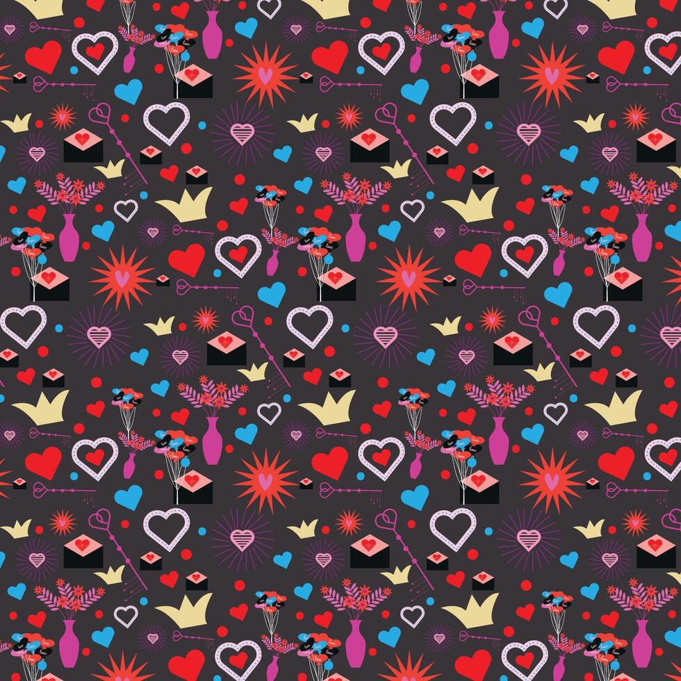 Set of flat design valentine's day pattern vector