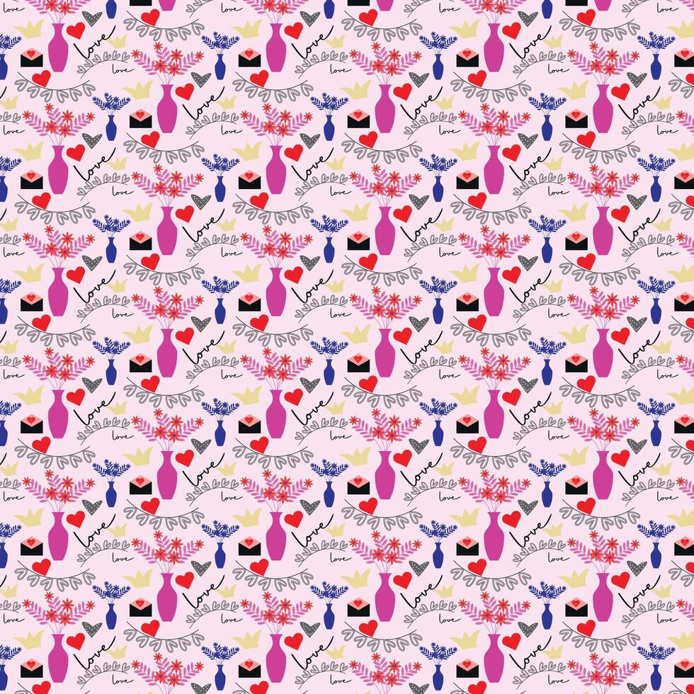 Hand drawn valentines day pattern collection vector