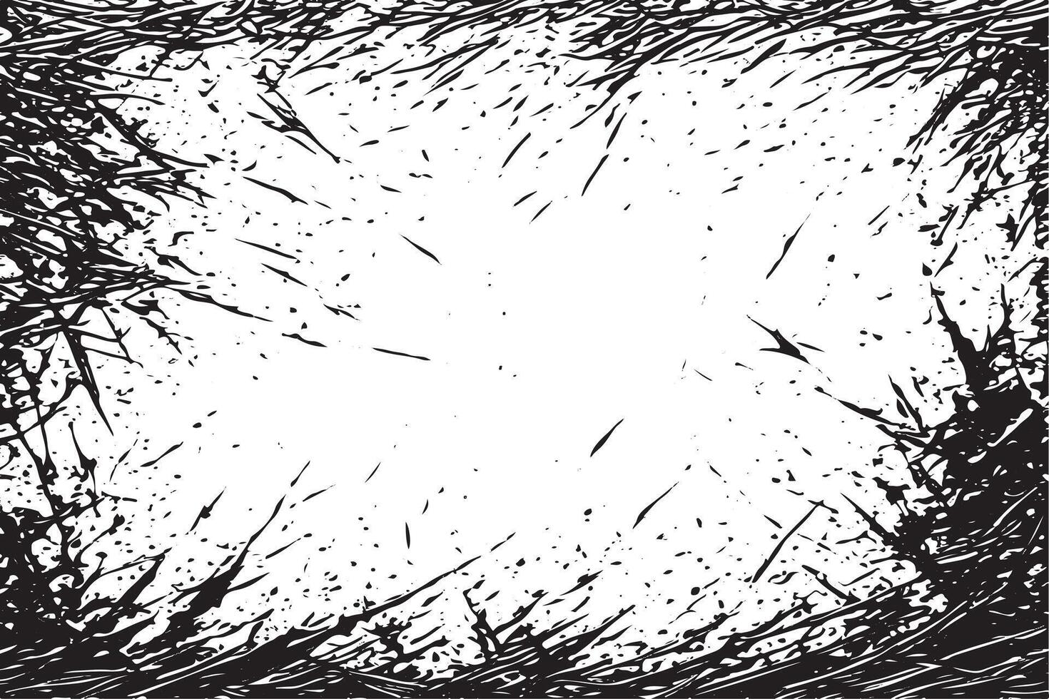 black grunge gritty scratched texture on pure white canvas background texture vector