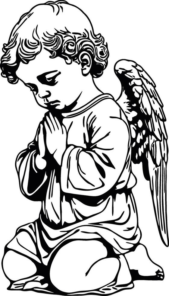 Orando bebé querubín ángel ilustración vector