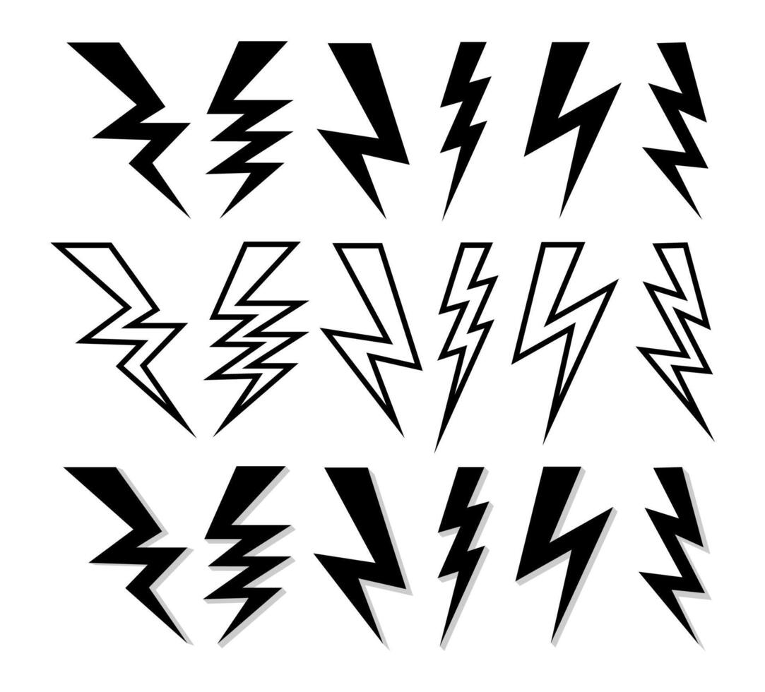 Lightning set . Electricity symbol. vector