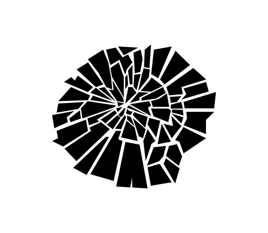 Cracked glass on white background. Broken glass illustration. vector