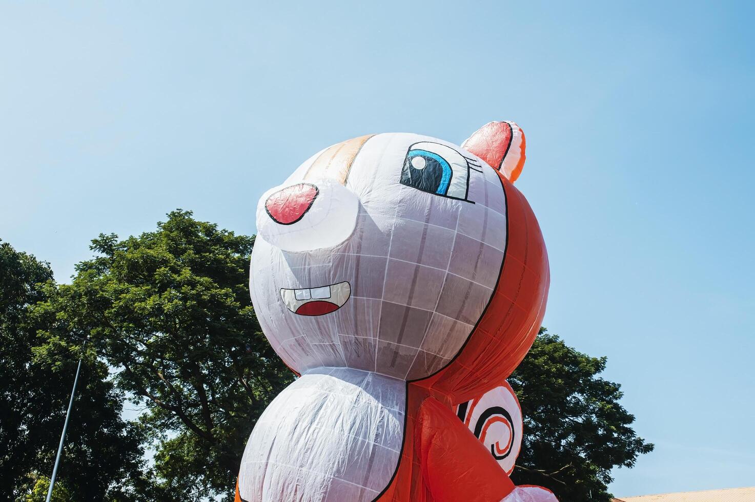 A fantasy-shaped paper lantern inflated with hot air. photo