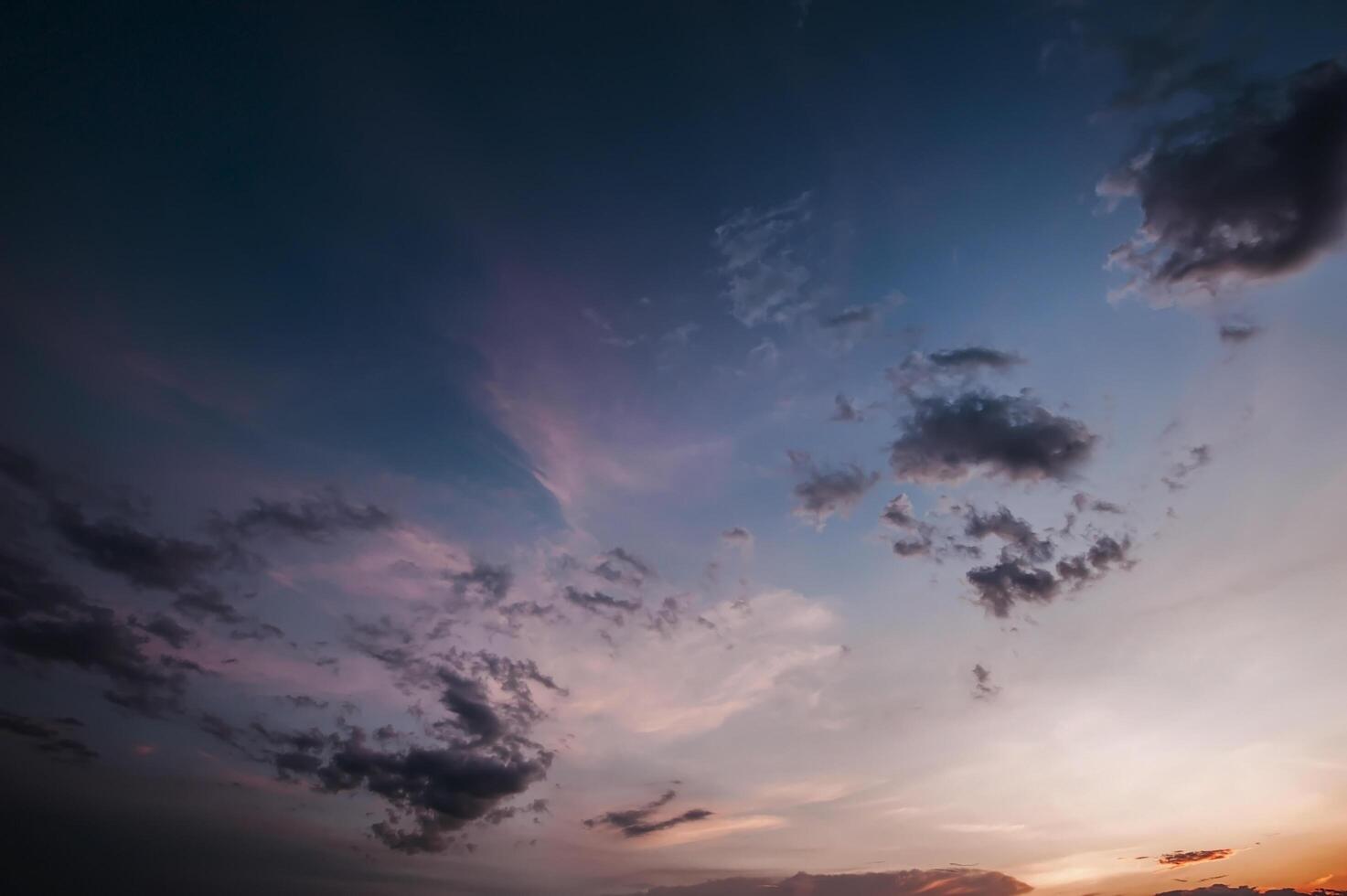 Evening sky after sunset with colorful clouds. photo