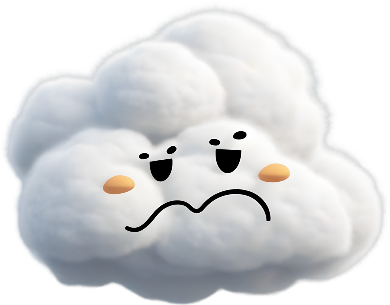 A fluffy cloud shaped like a smiling face. AI-generated. png
