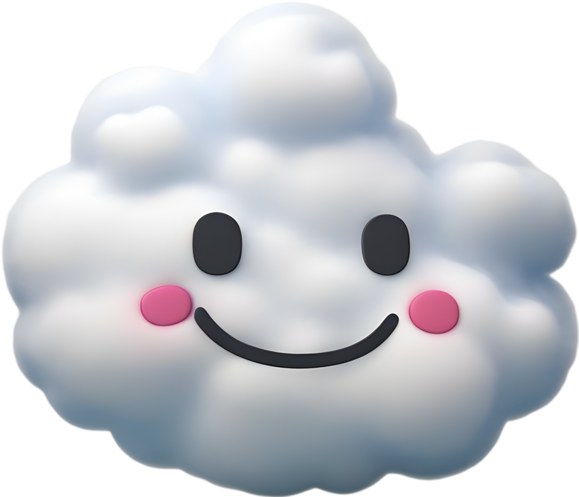 A fluffy cloud shaped like a smiling face. AI-generated. png