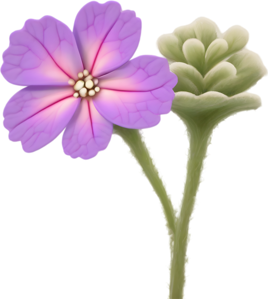 a cute colorful long-stem Desert Sand Verbena flower icon. AI-Generated. png