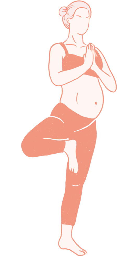 pregnancy yoga hand drawn, prenatal Yoga flat art png