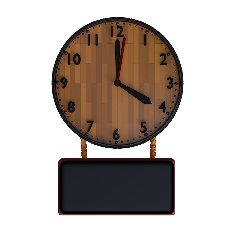 Mauer Uhr mit Banner Tafel png