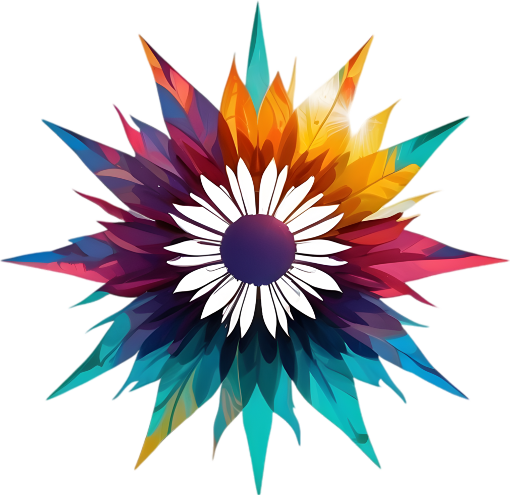 Flower with a sunburst effect. AI-Generated. png