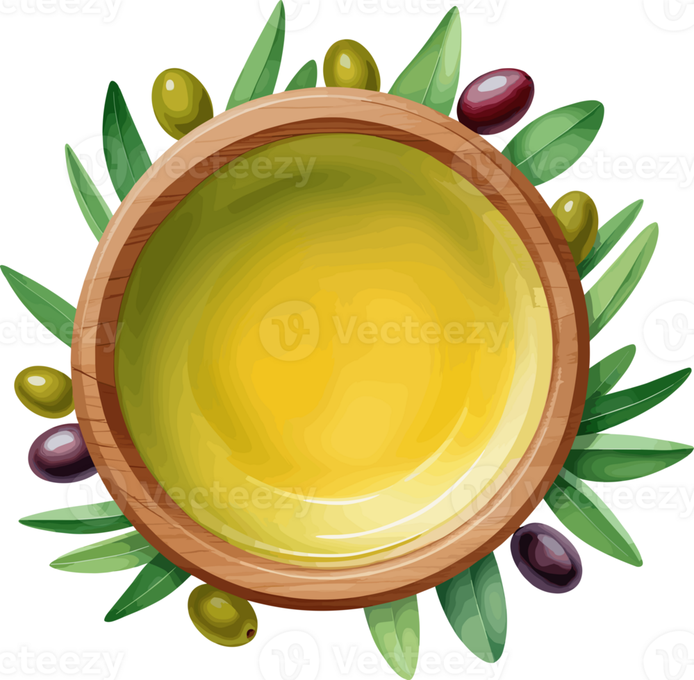 acquerello extra vergine oliva olio nel di legno ciotola isolato cartone animato clipart, design elemento per cucinando, sano, Salute benefici, ingredienti, grassi, vitamina, vegetariano, nutrizione, bellezza, commerciale png