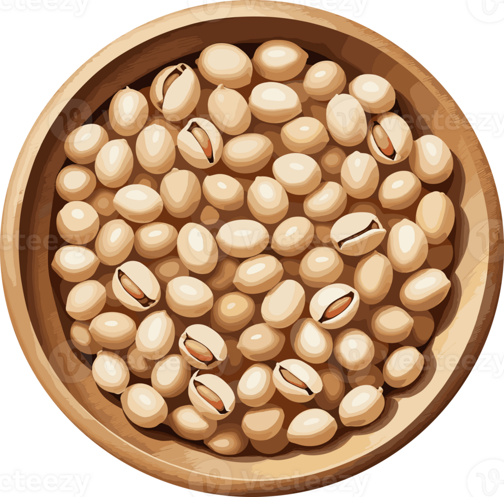 Black eyed peas in wooden bowl cartoon illustration, food element for cooking, healthy food, recipe, legume, ingredients, vegan, protein, nutrition, organic snack, calories, kitchen png