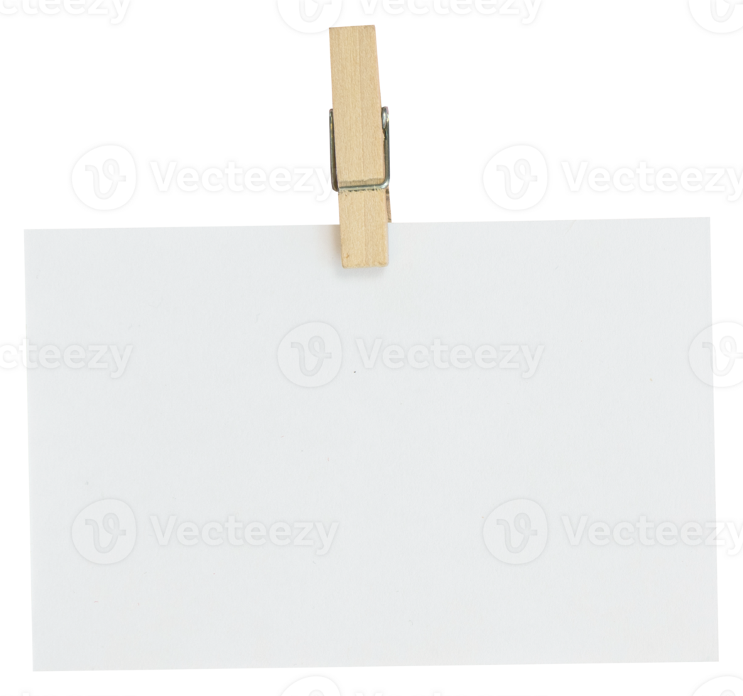 Empty paper sheet for notes, frames with clothespin png