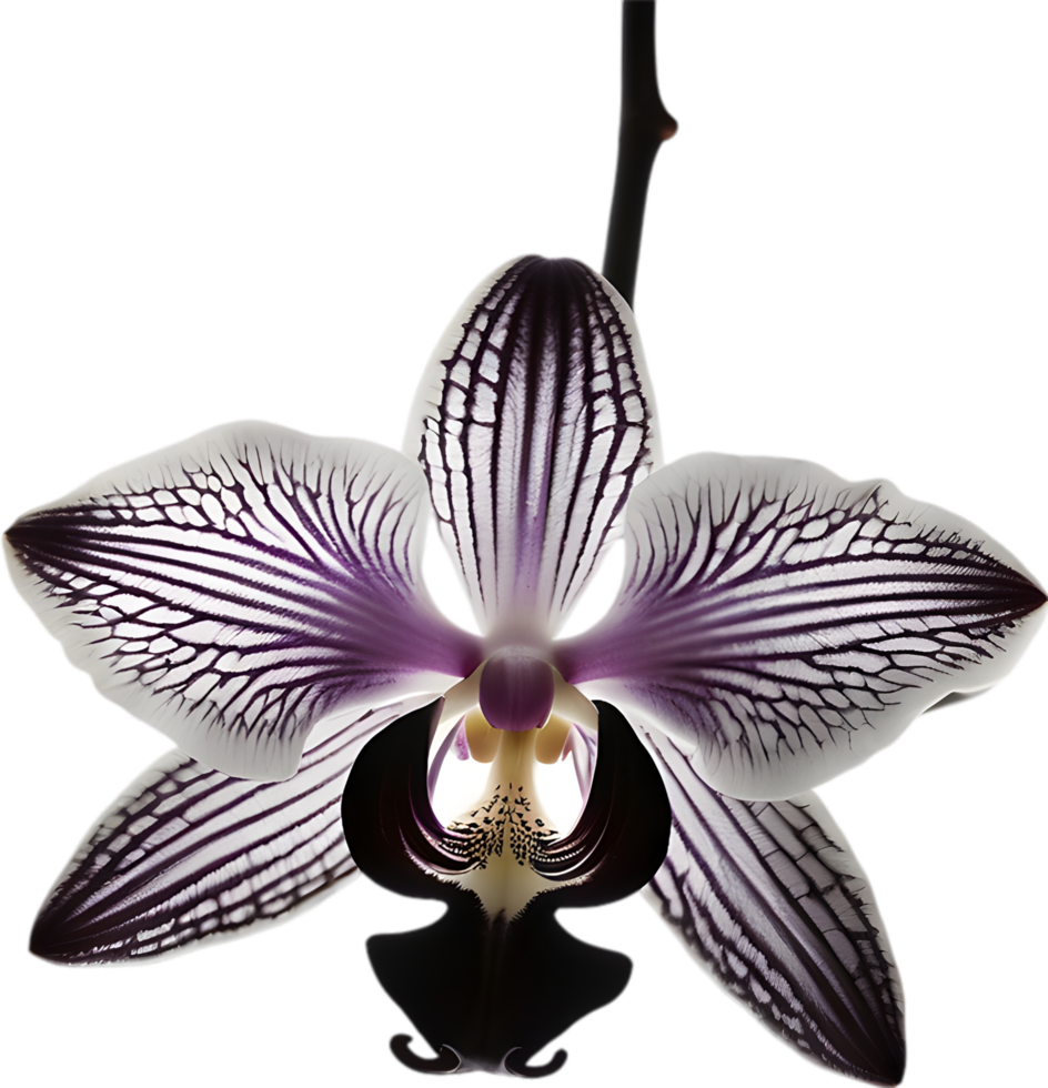 A black and white orchid bud. AI-Generated. png