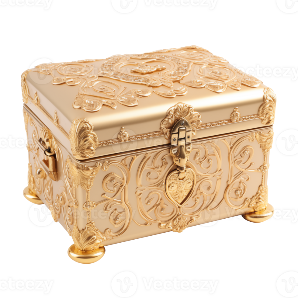 Golden precious casket , no background png