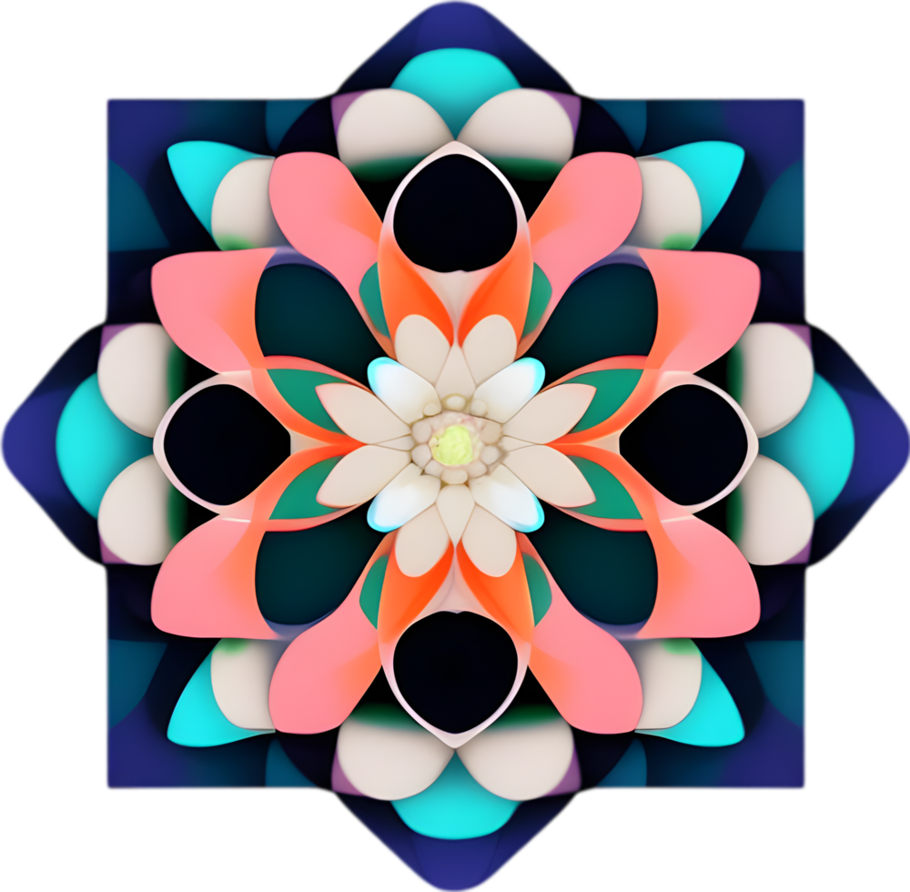 Geometric bloom. A vibrant flower constructed from overlapping geometric shapes. AI-Generated. png