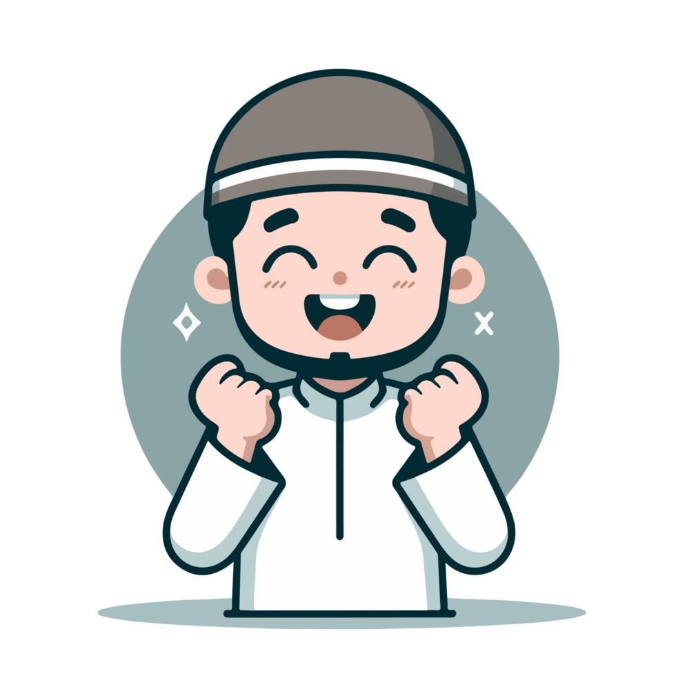 character cartoon muslim on transparent background png