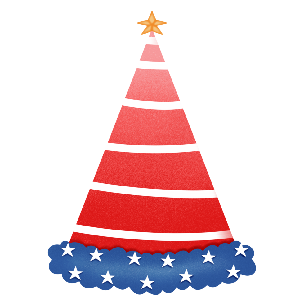 Illustration Party Hat with Flag of the United States of America. Accessory for American Holidays. png