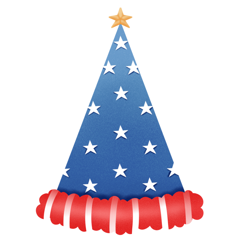 Illustration Party Hut mit Flagge von das vereinigt Zustände von Amerika. Zubehörteil zum amerikanisch Feiertage. png
