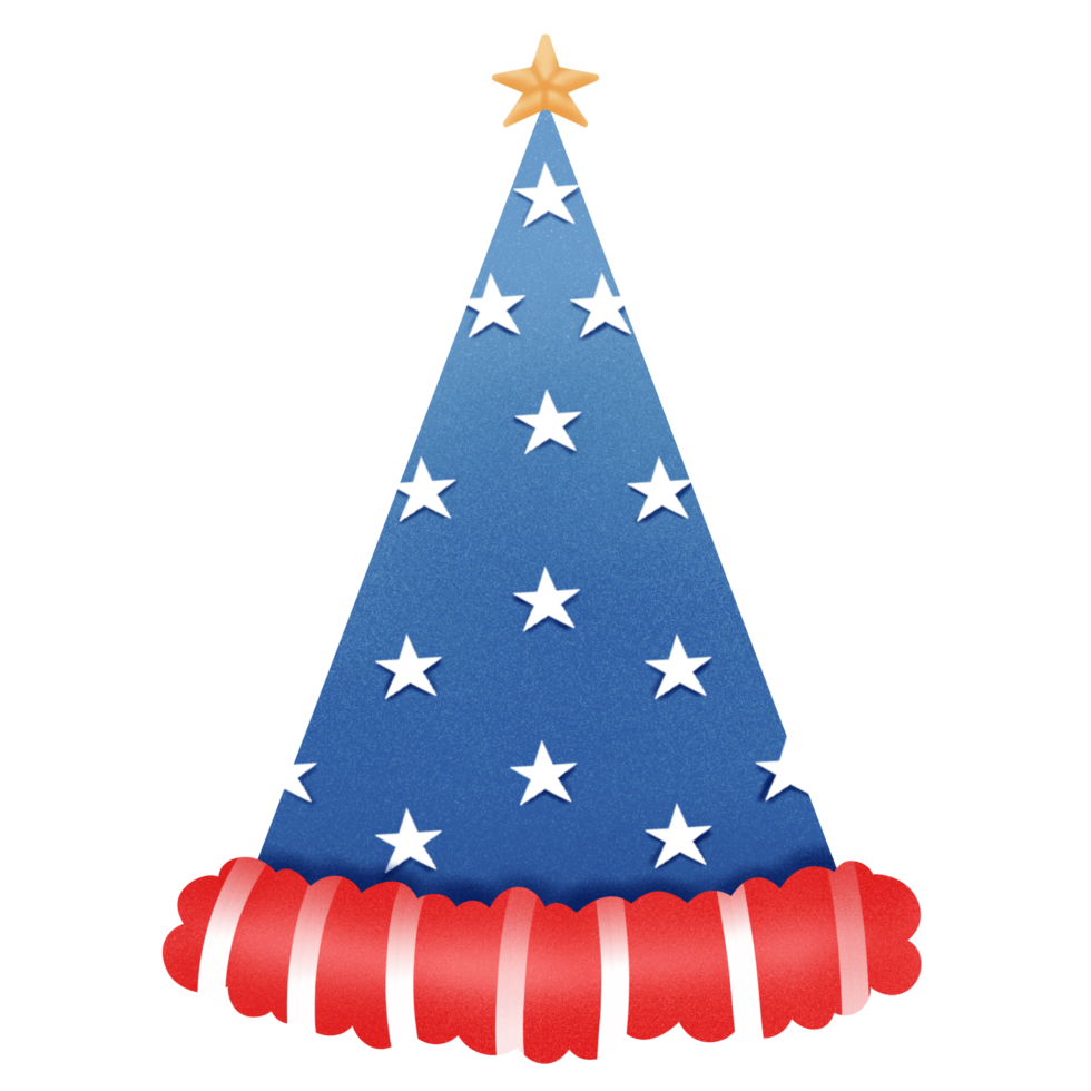 Illustration Party Hat with Flag of the United States of America. Accessory for American Holidays. png