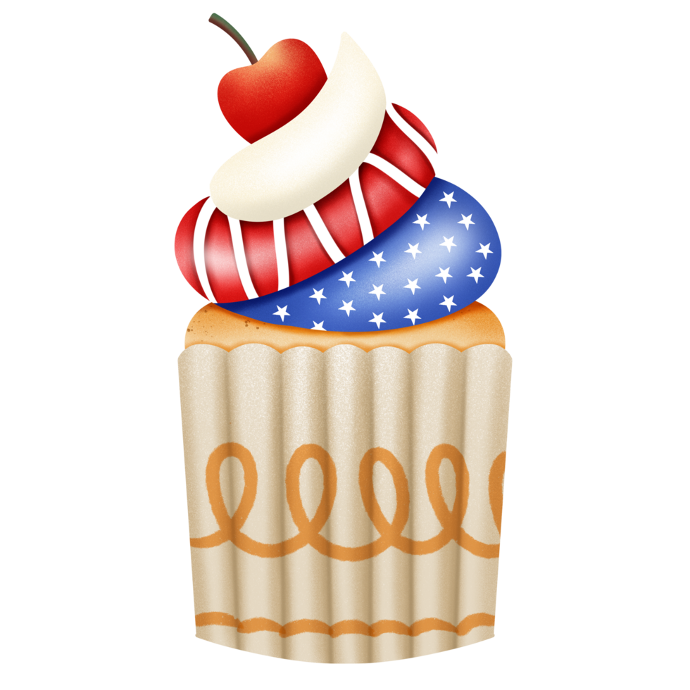 4th of July cupcake illustration png