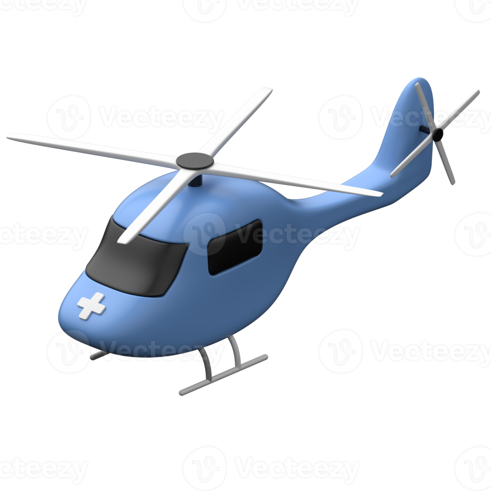 Blue Rescue Helicopter 3D Icon png