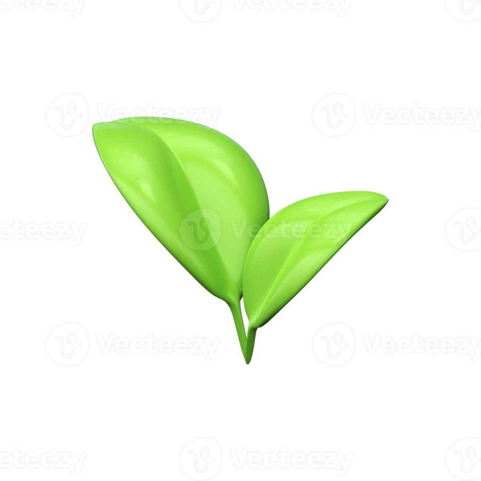 3d plant and leaf icon. Symbol of ecology and environment png