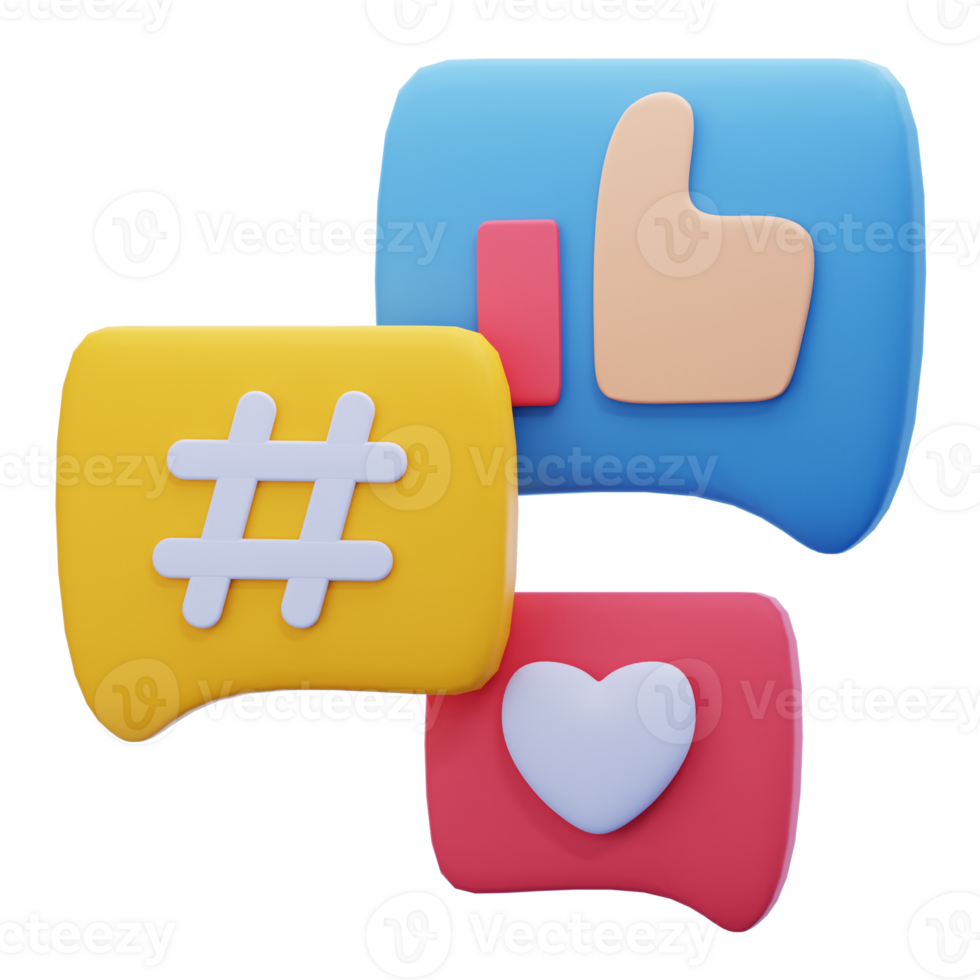 Social media 3d graphic illustration png