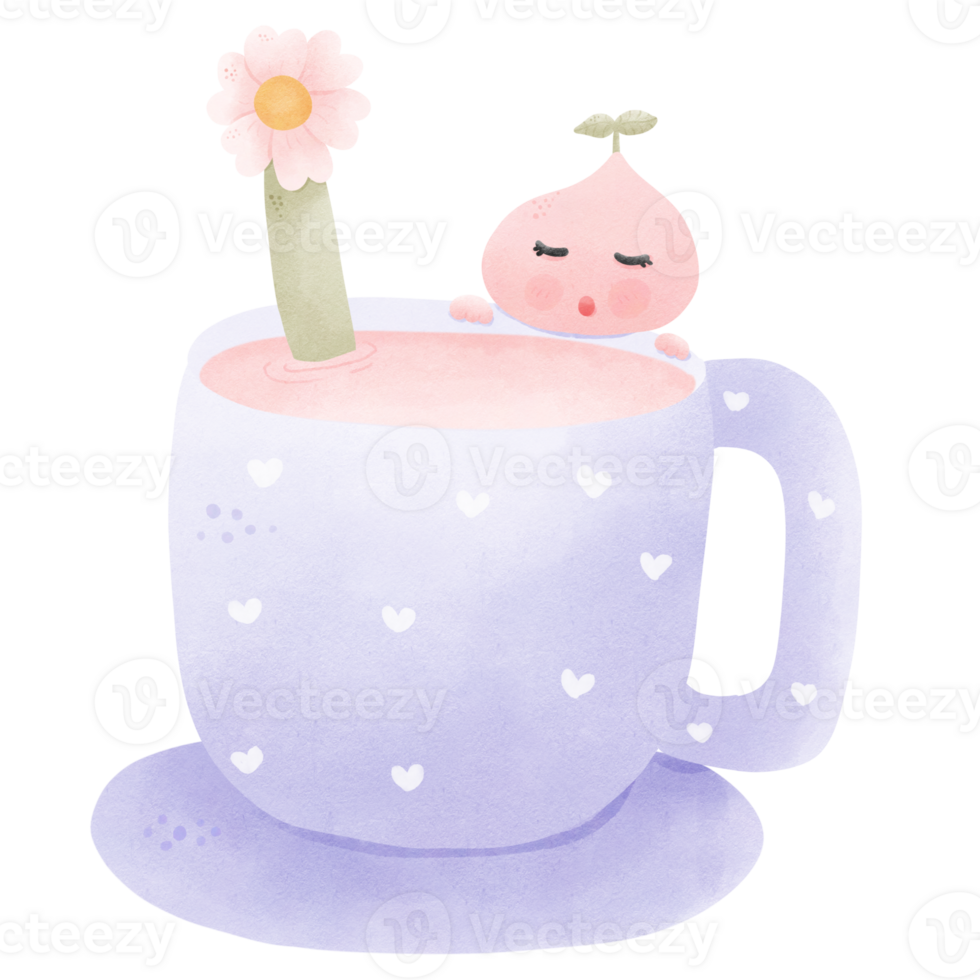 cup of milk with a flower png