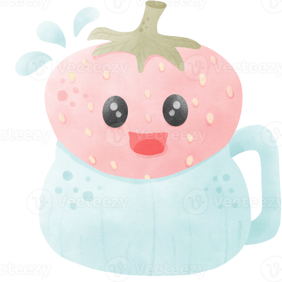 Strawberry with cup of milk png