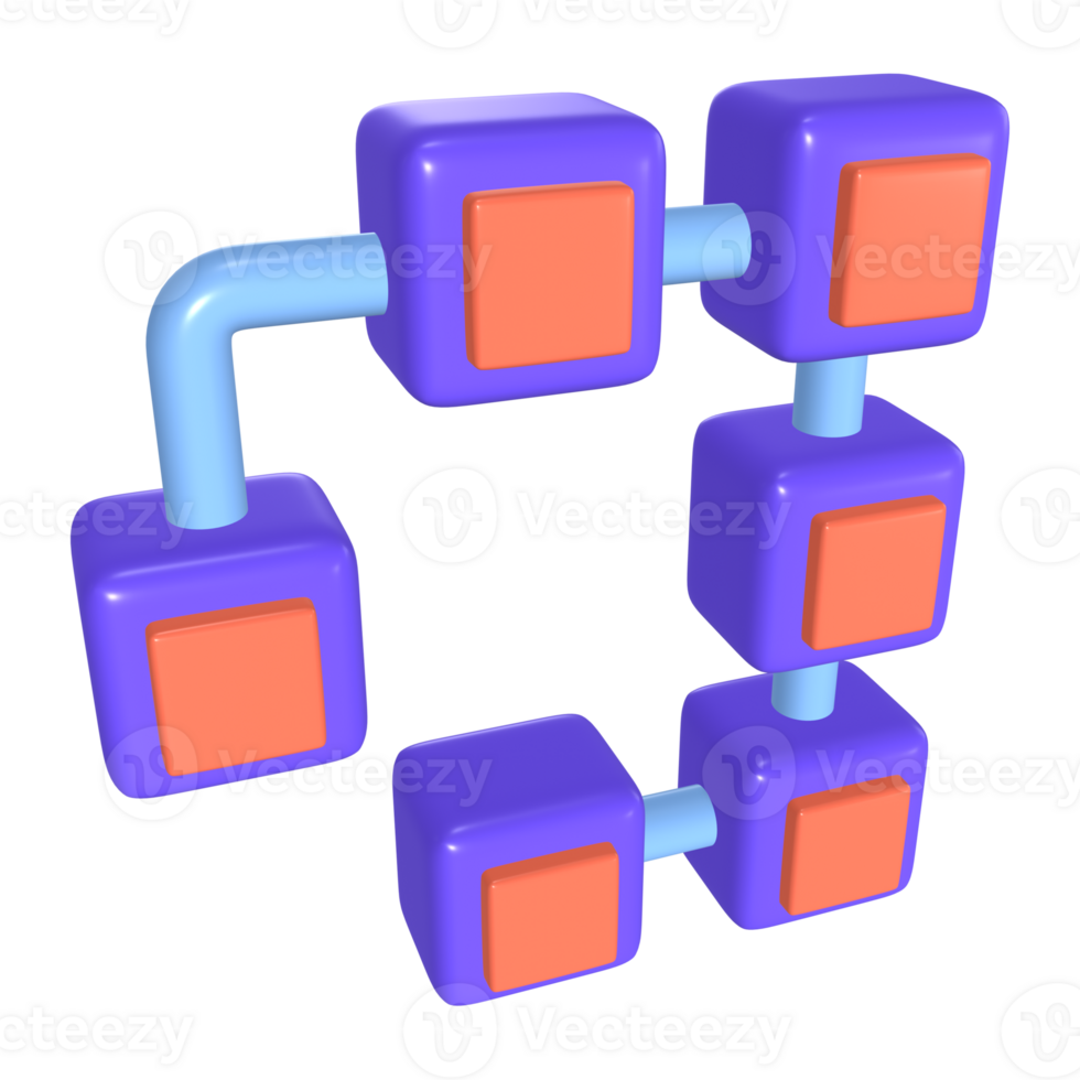 Blockchain 3D Illustration Icon png
