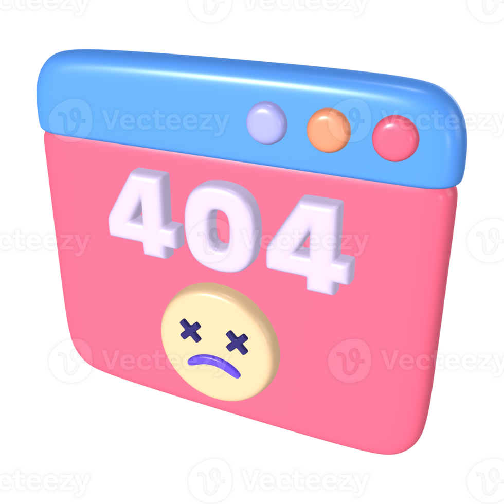 404 Not Found 3D Illustration Icon png
