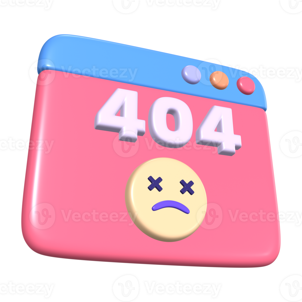 404 Not Found 3D Illustration Icon png