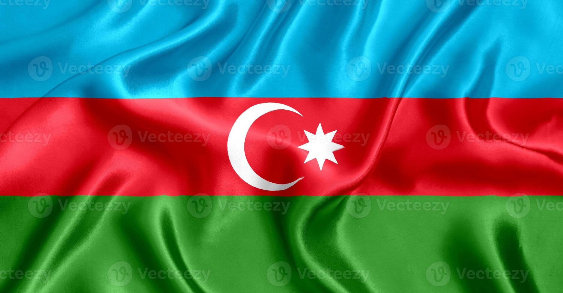 Flag of Azerbaijan silk close-up photo