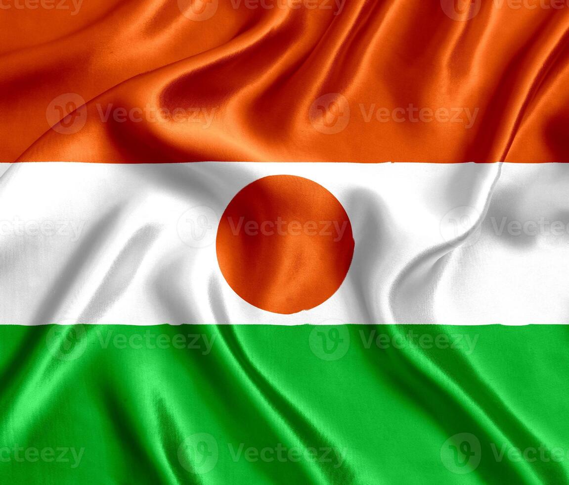 flag of Niger silk close-up photo