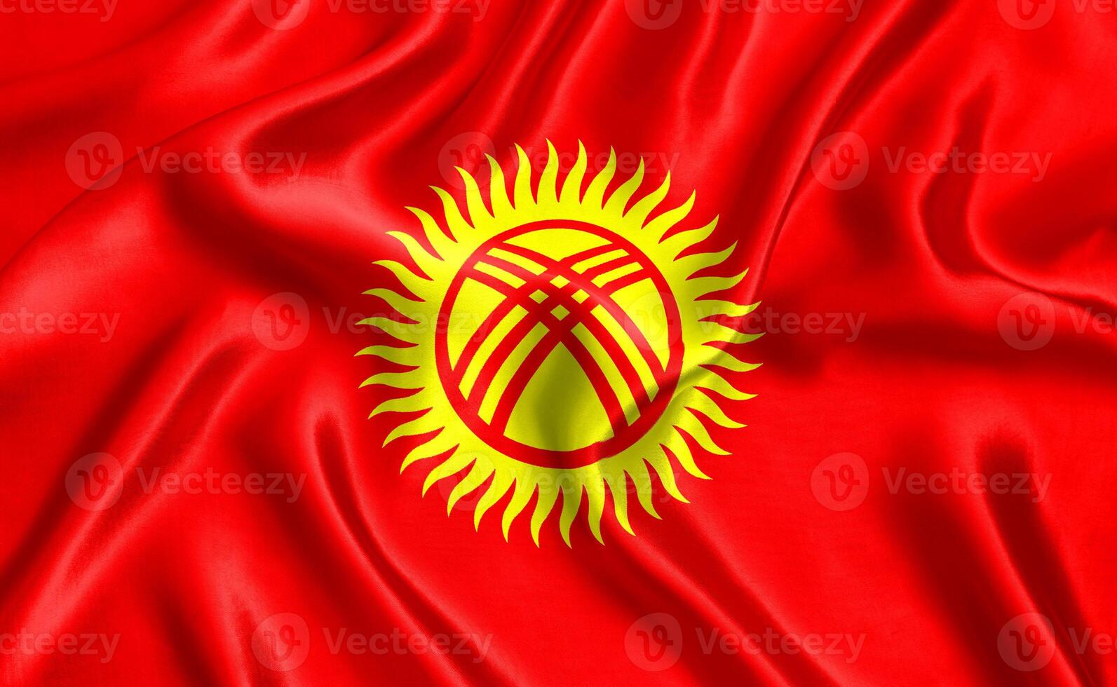 Flag of Kyrgyzstan silk close-up photo
