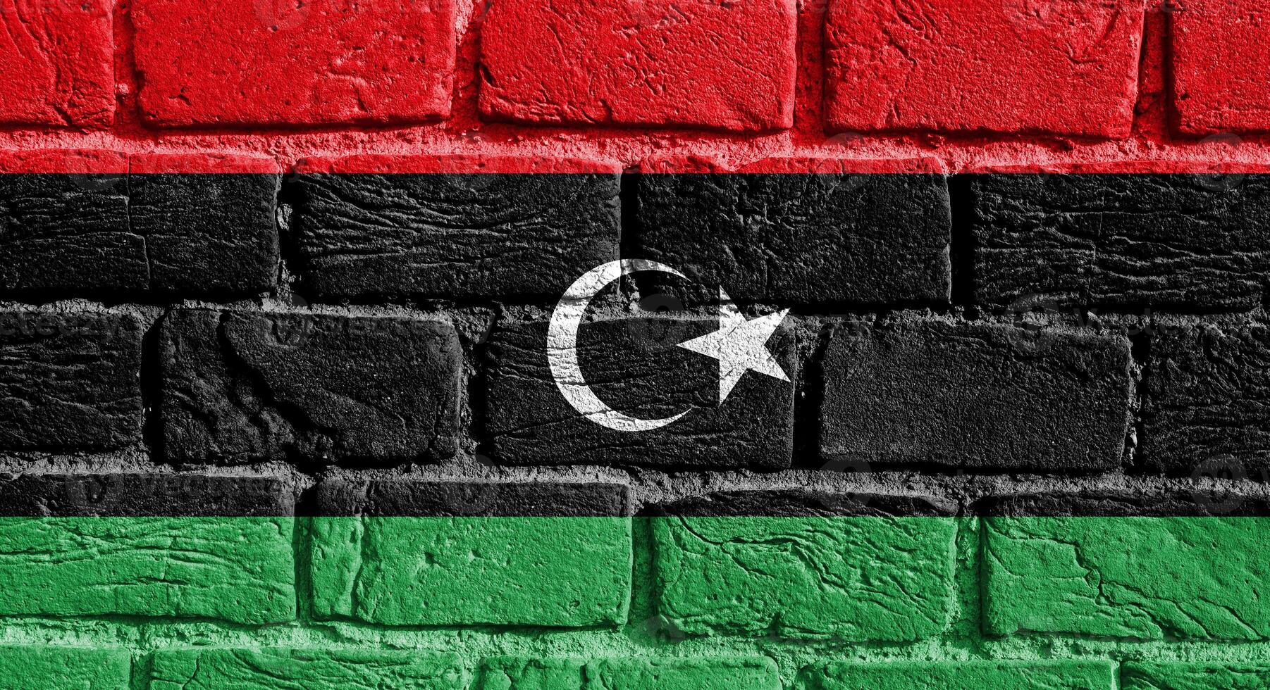 Flag of Libya on the wall photo