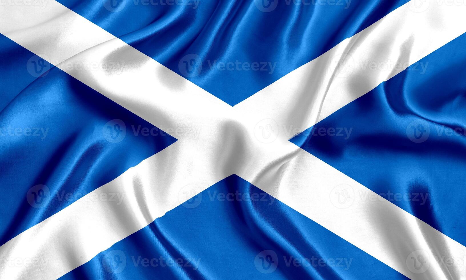 Flag of Scotland silk close-up photo