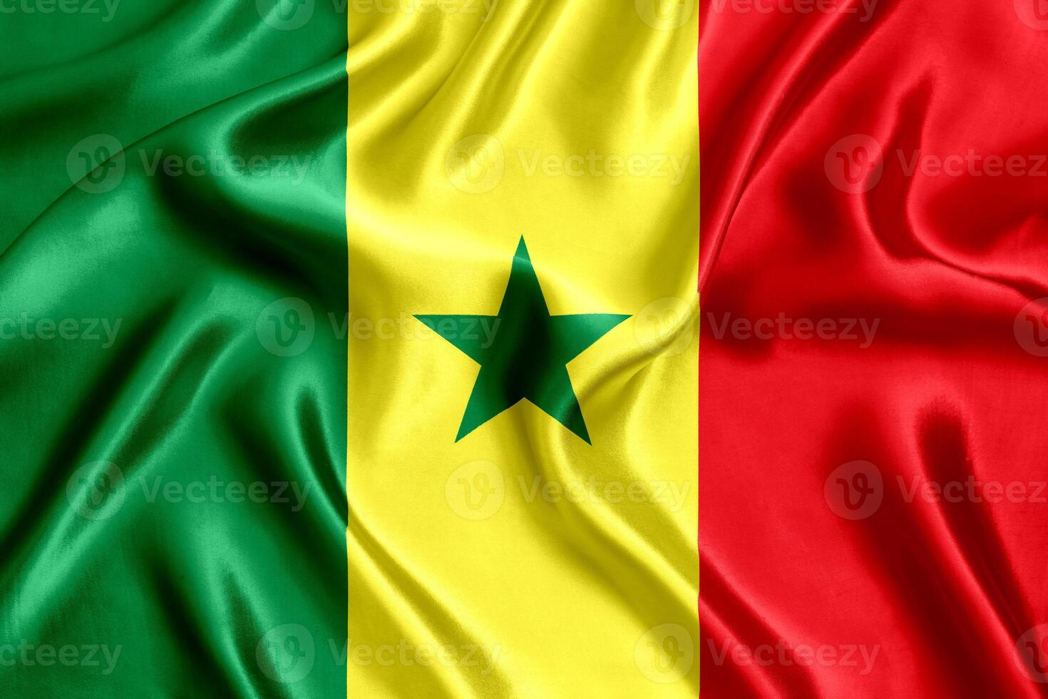 Flag Senegal silk close-up photo