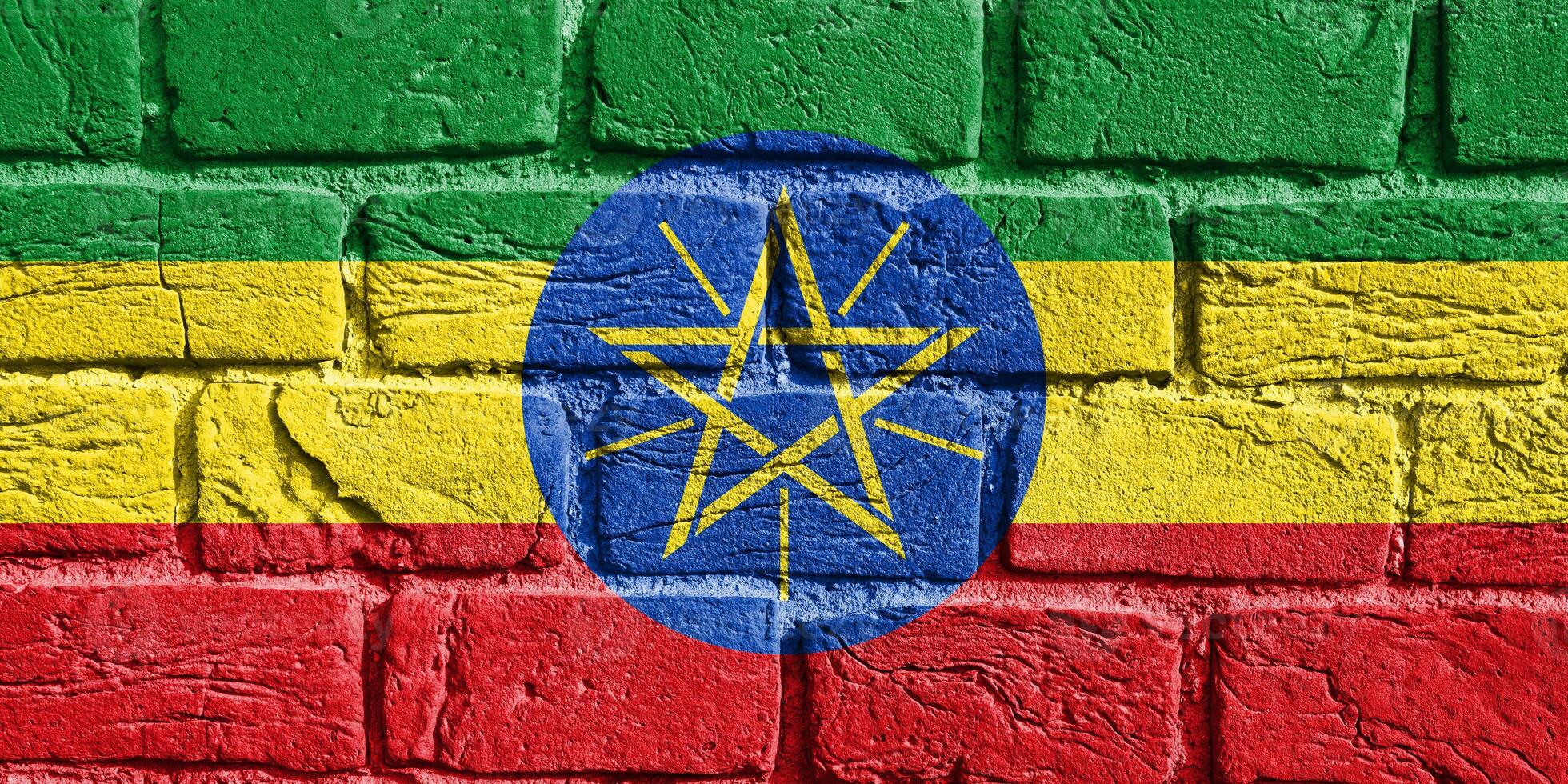 Flag of Ethiopia on the wall photo