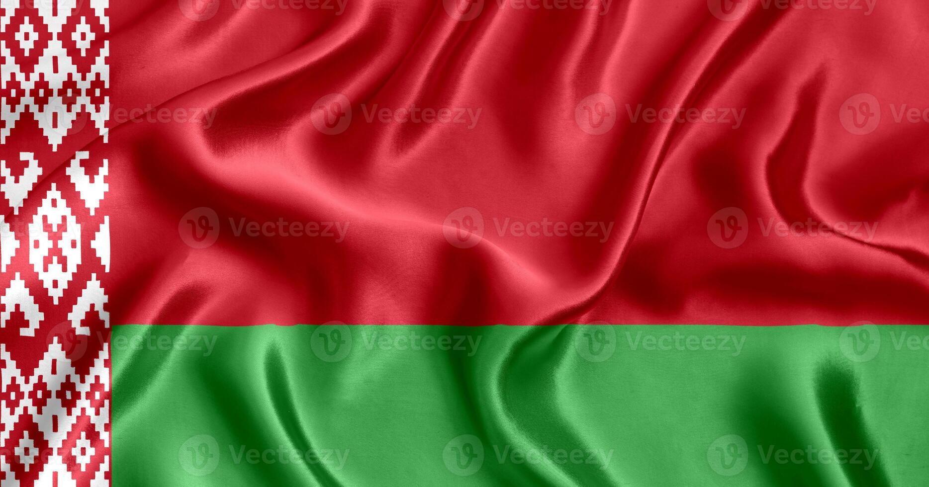 Flag Belarus silk close-up photo