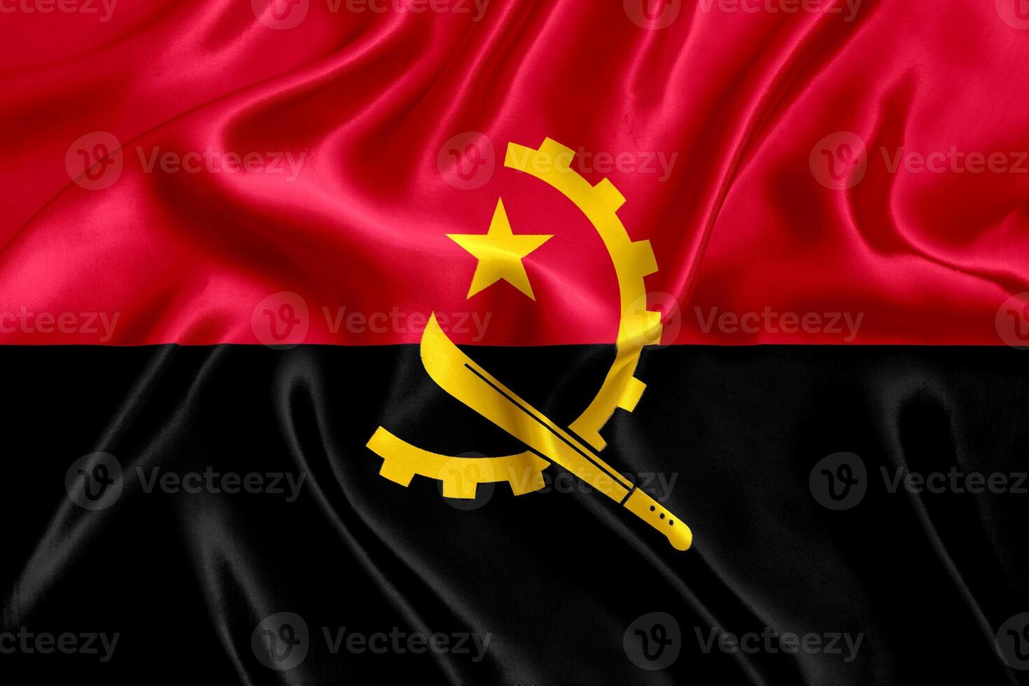 bandera de angola seda de cerca foto