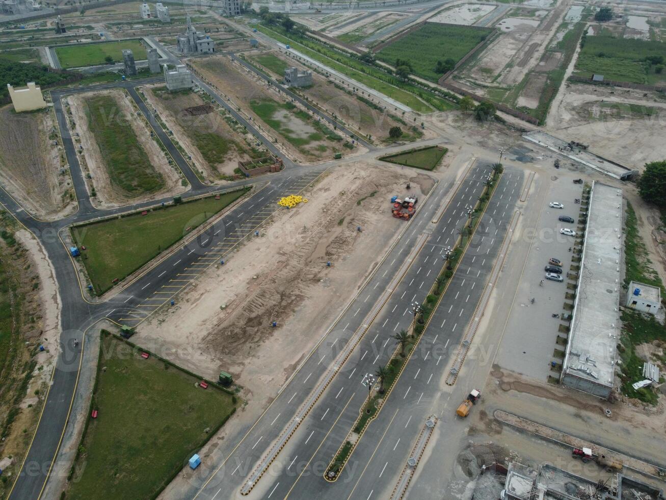 High angle view with drone of West Marina Housing Society in Lahore Pakistan on November 07, 2023 photo