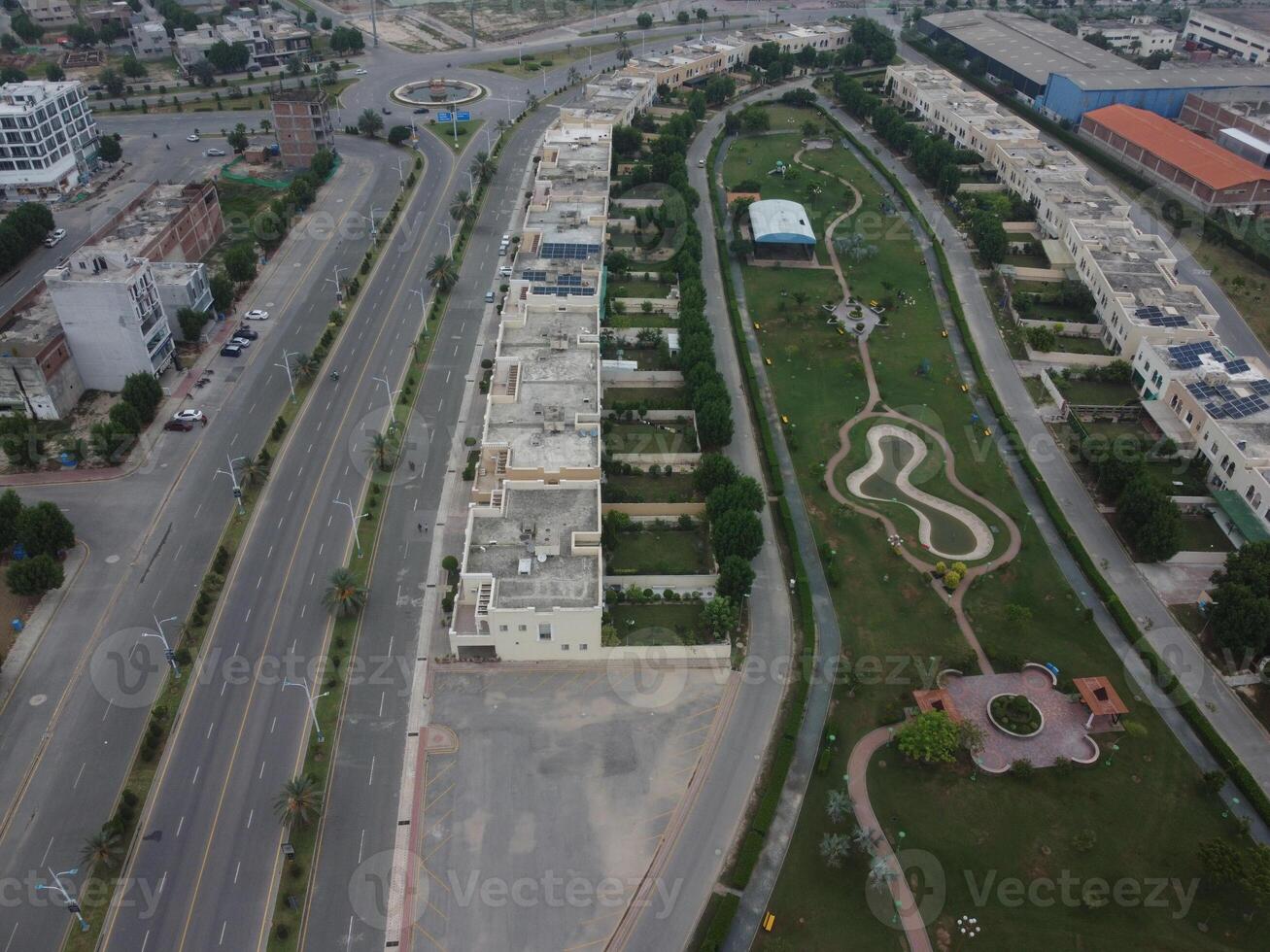 Beautiful residential areas in Lahore with drone on November 18, 2023 photo